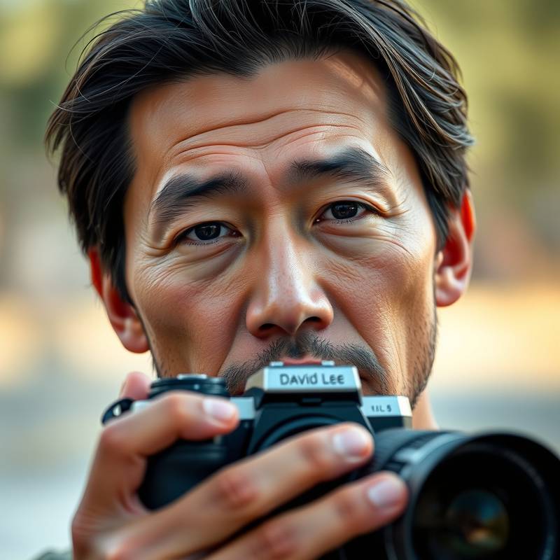 Close-up of David Lee using a camera