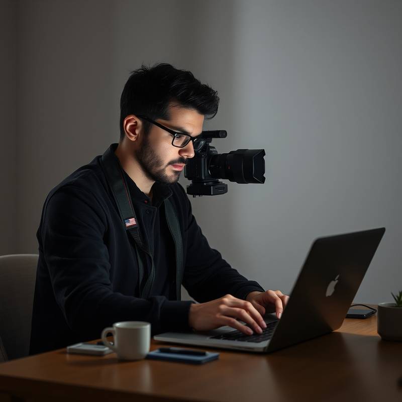 Digital journalist working on a laptop