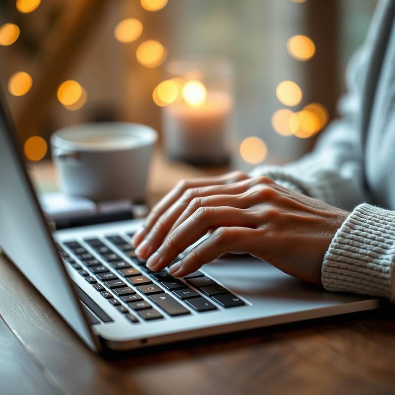Hands typing on a laptop